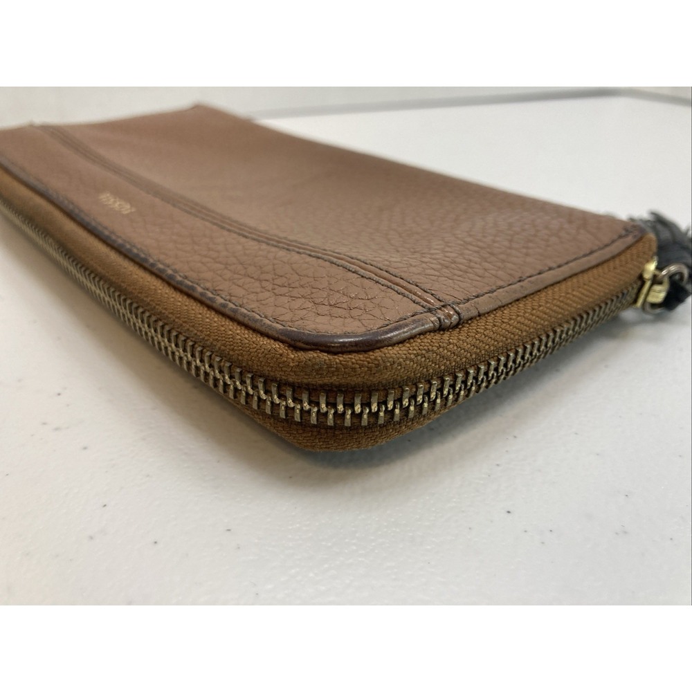 FOSSIL Tara Zip around Tassel Clutch Brown Leather‎ Wallet - Picture 8 of 13
